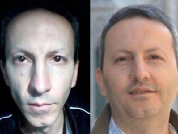 Ahmadreza Djalali before his arrest and in prison.