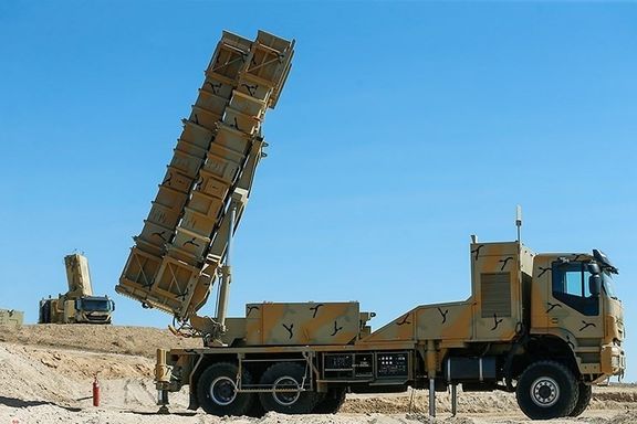 An air defense missile launcher seen during drills in Iran on October 12, 2021