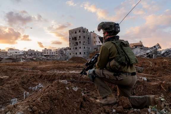 An Israeli soldier in the Gaza Strip, amid the ongoing conflict between Israel and the Palestinian Islamist group Hamas, December 27, 2023