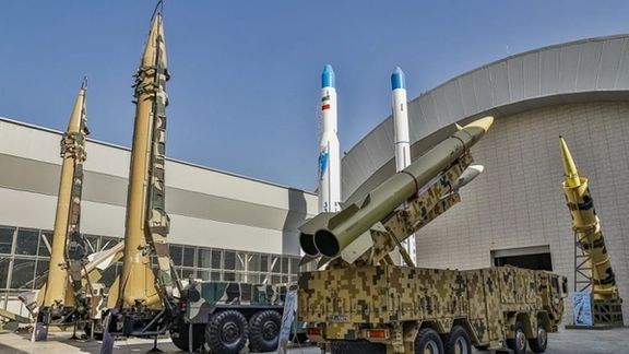Iranian missiles on display in Tehran.