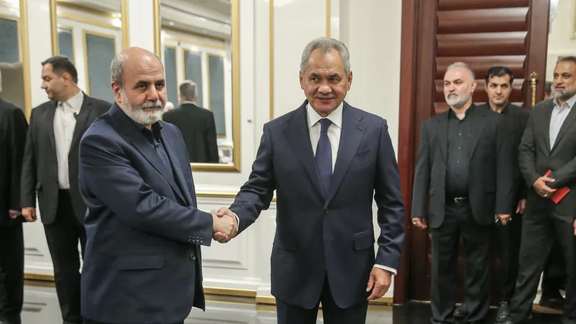 Sergei Shoigu, (R) the Secretary of Russia's National Security Council, arrived in Tehran on Monday, August 5, 2024, and was received by his Iranian counterpart Ali Akbar Ahmadian (L) amid escalating tensions between Iran and Israel.