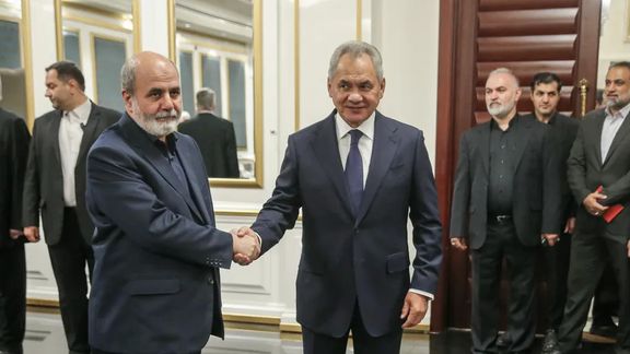 Sergei Shoigu, (R) the Secretary of Russia's National Security Council, arrived in Tehran on Monday, August 5, 2024, and was received by his Iranian counterpart Ali Akbar Ahmadian (L) amid escalating tensions between Iran and Israel.