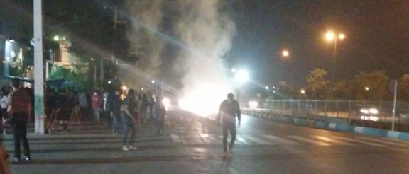 People gathered outside Isfahan Central Prison on May 14, 2023
