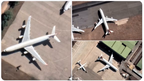An aerial photo of Airbus A340s aircraft in Iran