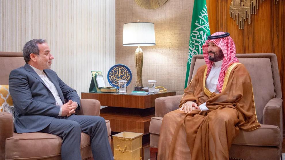 Iranian Foreign Minister Abbas Araqchi in a meeting with Saudi Crown Prince Mohammed bin Salman, Saudi Arabia on October 9