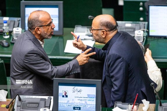 Lawmakers argue during session of the Iranian parliament on December 19, 2023.