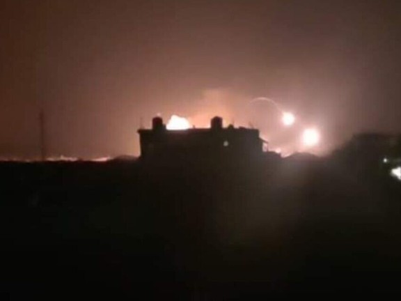 An Israeli air strike near Homs in Syria in November 2022