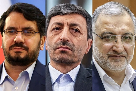 Mehrdad Bazrpash (left), Parviz Fattah (center), and Alireza Zakani