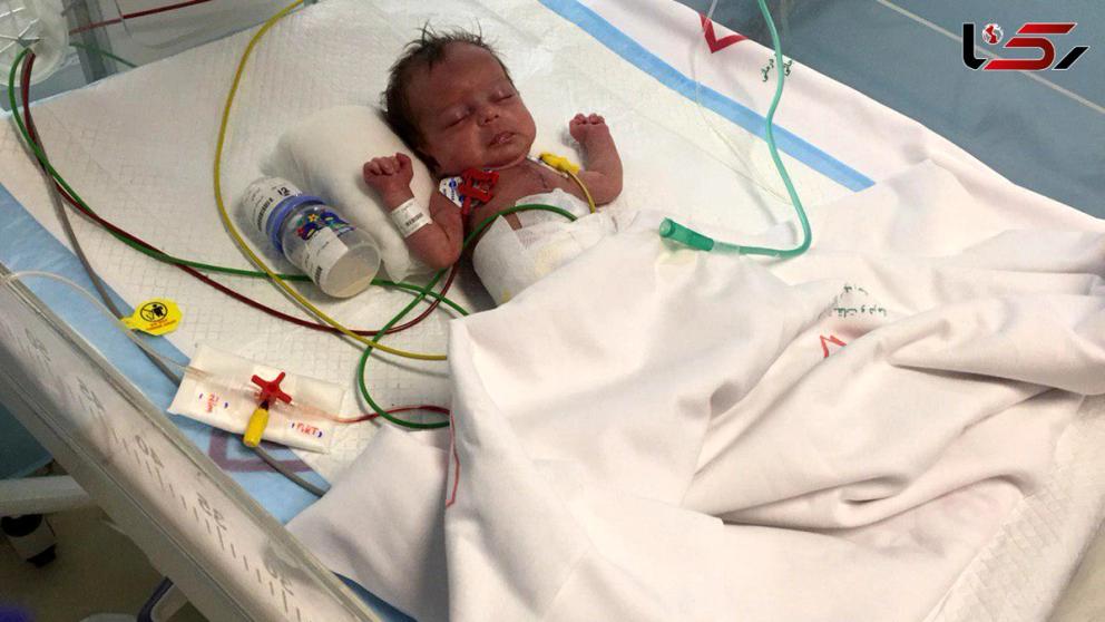 A baby with heart ailment in a Tehran hospital. Undated