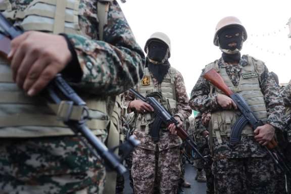 Members of Iranian militia forces (Basij) attend an anti-Israeli march in Tehran, Iran, January 10, 2025.