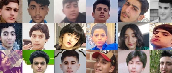 A mosaic photo of some of the minors killed during the protests in Iran