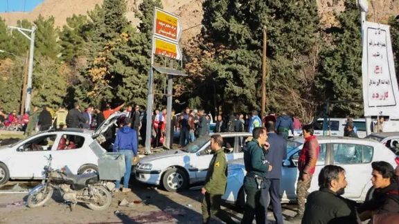 موقع حادث الانفجارات التي وقعت خلال الحفل الذي أقيم في 3 يناير 2024 لإحياء ذكرى مقتل قاسم سليماني بكرمان