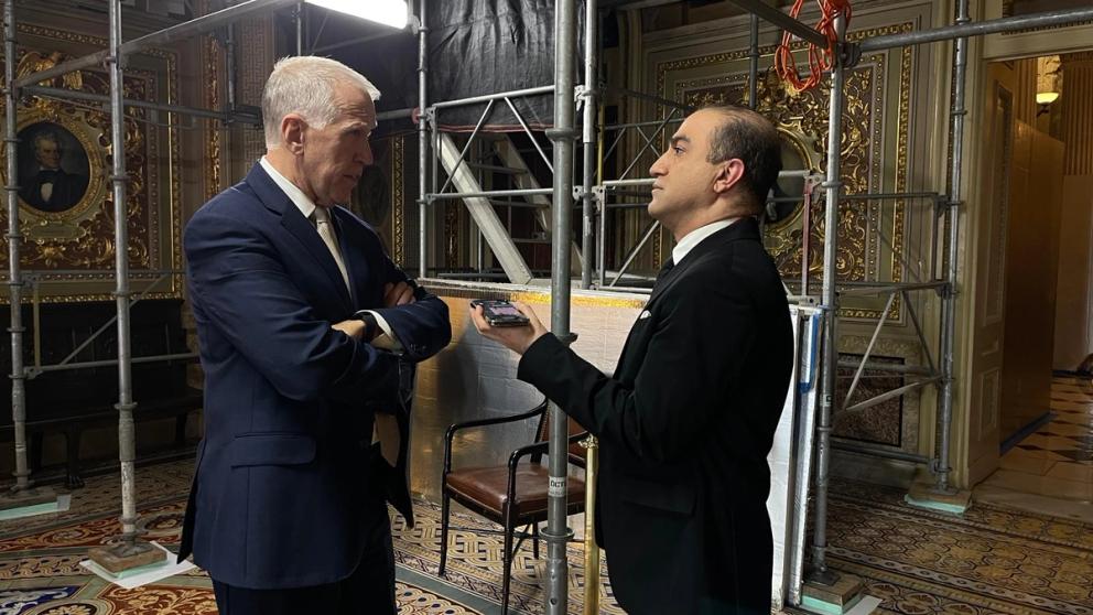 Senator Thom Tillis (R-NC) talking to Iran International’s Arash Alaei (December 2023) 