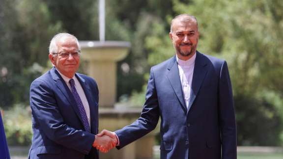 European Union foreign polict chief Josep Borrell (L) visitng Iran on June 25, 2022