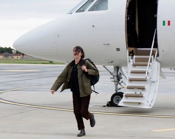 Italian journalist Cecilia Sala walks at Rome's Ciampino military airport after she was freed from detention in Iran, January 8, 2025