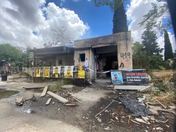 Kibbutz Kfar Aza, where 62 people were killed and 19 taken hostage on October 7 from a community of 1,000 residents. The kibbutz is about 3 kilometers (1.9 mi) from the border with the Gaza Strip.