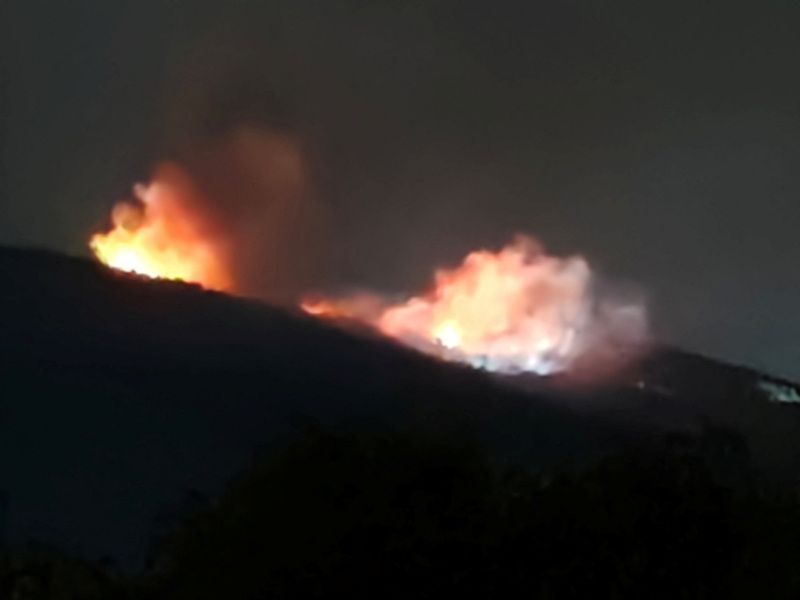 آتش و دود در نزدیکی یک انبار مهمات، حوالی روستای تسارِوا لیوادا در بلغارستان