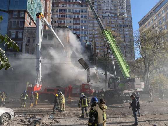 Destruction in Kyiv after an attack by Iranian-made drones. Oct. 17, 2022