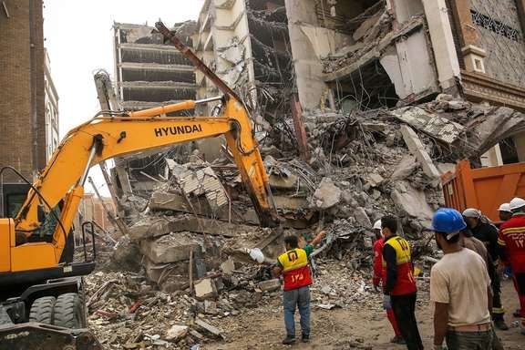 The debris of Metropol building in the southwestern city of Abadan