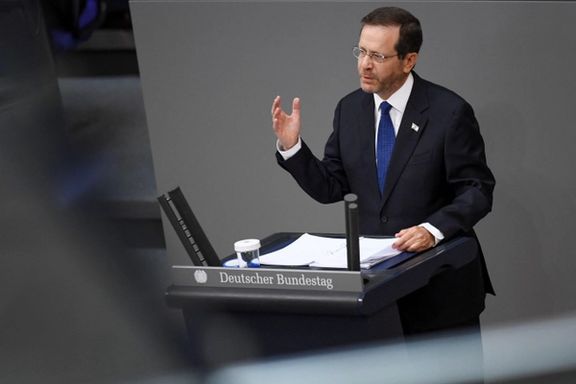 Israel’s President Isaac Herzog delivering a speech at the German parliament on September 6, 2022