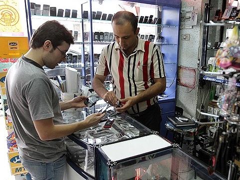 A mobile phone store in Tehran, Iran