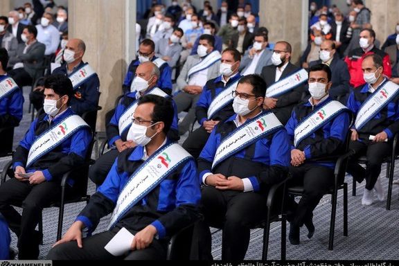 A group of workers representatives attending Khamenei's speech. May 9, 2022