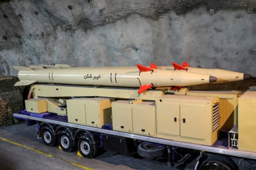 Iran's Kheybar Shekan ballistic missile in an underground tunnel