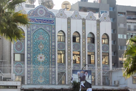 Torn posters of Hezbollah leader Sayyed Hassan Nasrallah and late Iran's Revolutionary Guards' top commander Qassem Soleimani hang at the Iranian embassy after Syrian rebels announced that they have ousted President Bashar al-Assad, in Damascus, Syria December 8, 2024.
