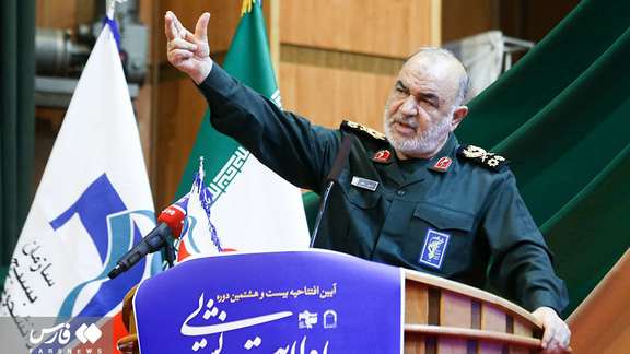 Iran’s Revolutionary Guard commander Hossein Salami during an event in Tehran on July 14, 2023