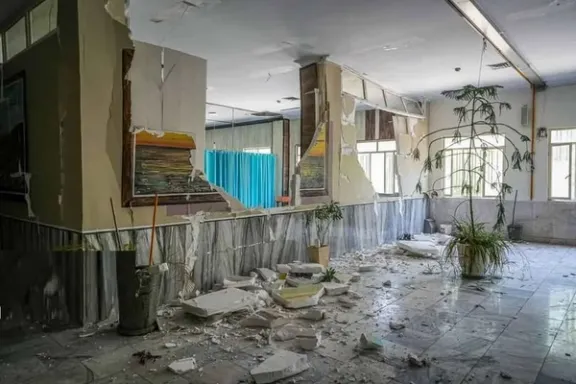 Wreckage at an administrative building