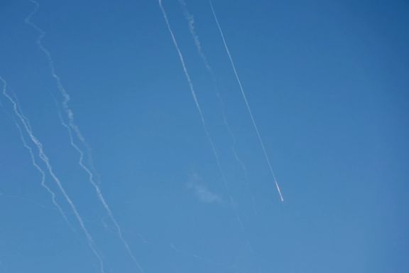 Missiles launched from Iran towards Israel are seen from Tubas, in the Israeli-occupied West Bank, June 22, 2025.