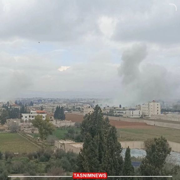 Smoke billowing after an airstrike on an IRGC base in Sayyidah Zainab (Sayyidah Zaynab or Sitt Zaynab) town, 10 kilometers from Damascus, in Syria (January 29, 2024)