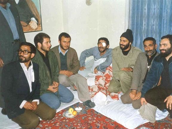From right to left: Nader Safaverdi, unknown, Hadi Sa’adati, Esmail Ghaani, Hossein Fazel al-Hosseini, Mohammad Bagher Ghalibaf, Mehdi Foroudi (undated)