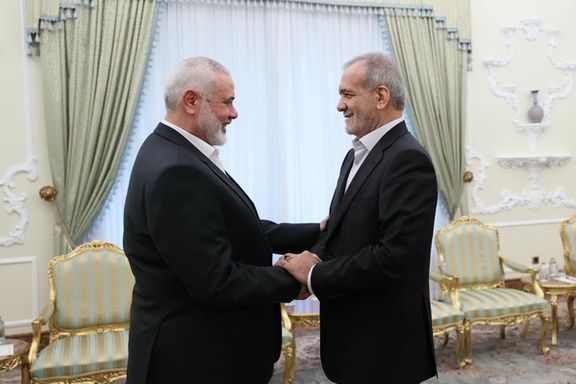 Hamas chief Ismail Haniyeh and Iran's President Masoud Pezeshkian