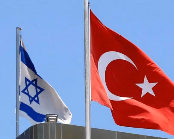 The flags of Turkey and Israel