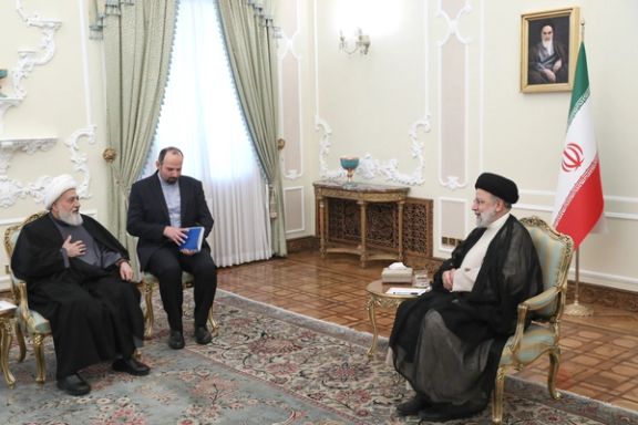 علی خطیب، نایبرییس مجلس اعلای اسلامی شیعیان لبنان، در دیدار با ابراهیم رئیسی، ۲۸ فروردین ۱۴۰۳