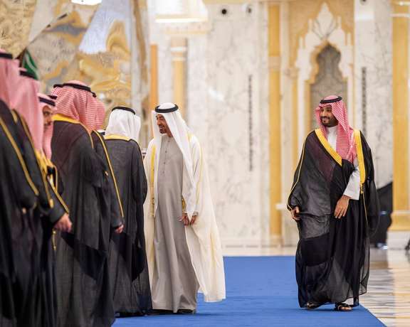 Abu Dhabi Crown Prince Sheikh Mohammed bin Zayed al-Nahyan receives Saudi Crown Prince, Mohammed bin Salman in Abu Dhabi, United Arab Emirates December 7, 2021