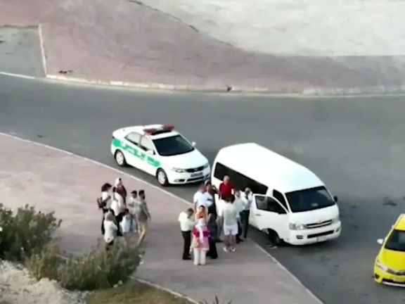Drone footage captures enforcement of mandatory hijab on Kish Island.