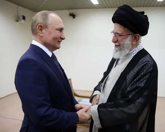 Russia's Vladimir Putin with Iran's ruler Ali Khamenei meeting in Tehran in July 2022