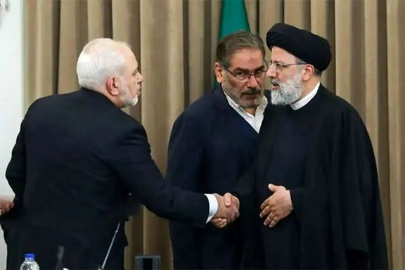 (From left) Former Foreign Minister Mohammad Javad Zarif, Ali Shamkhani, and former president Ebrahim Raisi