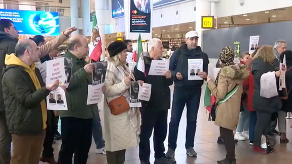 Iranians during a gathering at Zaventem airport in Brussels