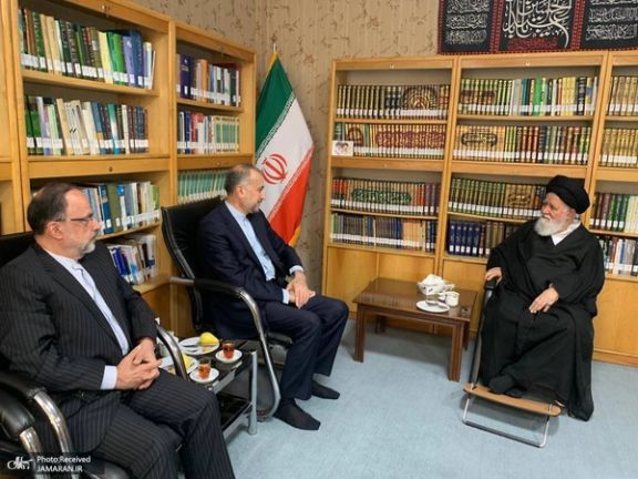 Iran's Minister of Foreign Affairs Hossein Amir-Abdollahian during a meeting with Ahmad Alamolhoda on September 8, 2023