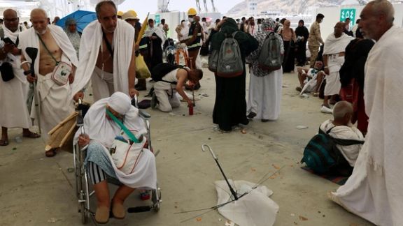 Muslim pilgrims take part in the annual haj pilgrimage in Mina, Saudi Arabia, June 16, 2024.