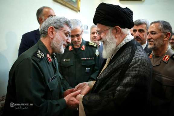 Esmail Qaani, the commander of Iran's Revolutionary Guard extraterritorial Quds force, and Iran's ruler Ali Khamenei