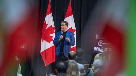 Pierre Poilievre, the leader of the Official Opposition of Canada, during a campaign event on August 28, 2023