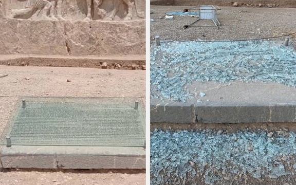 مدیرکل میراث فرهنگی استان فارس: تابلوی شیشهای در نقش رستم بر اثر گرما خرد شد