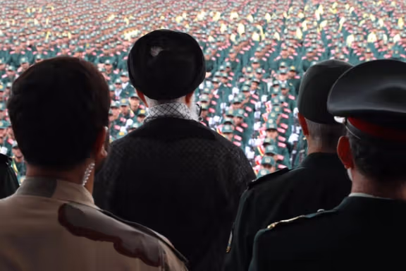 Iran's Supreme Leader Ali Khamenei along with his military commanders