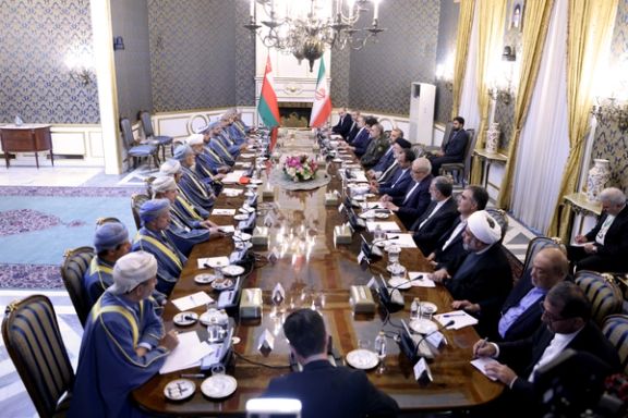 A meeting between Oman’s Sultan Haitham bin Tariq al-Said and his delegation with Iran’s President Ebrahim Raisi and senior officials in Tehran on May 28, 2023
