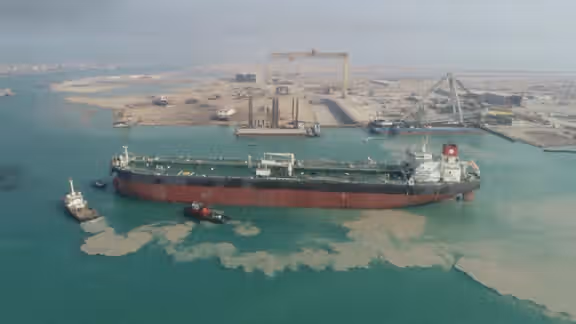 An Aframax-sized oil tanker sold to Venezuela is seen in Bushehr coast, Iran June 8, 2022.