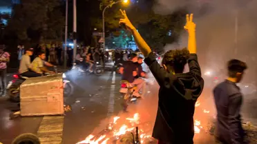 A scene from protests in Tehran in October
